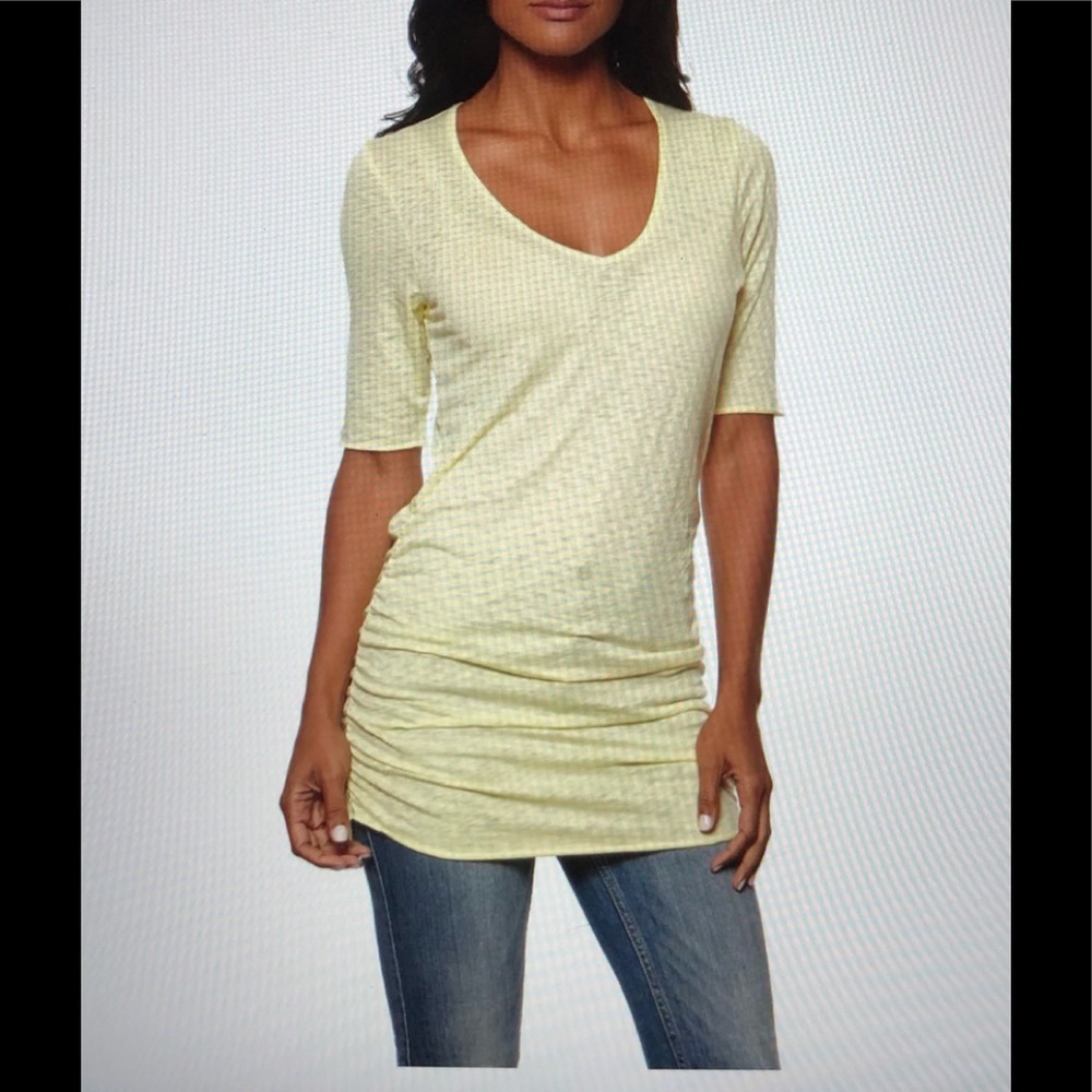 Shine Gia Ruched Side V-Neck Top, M
